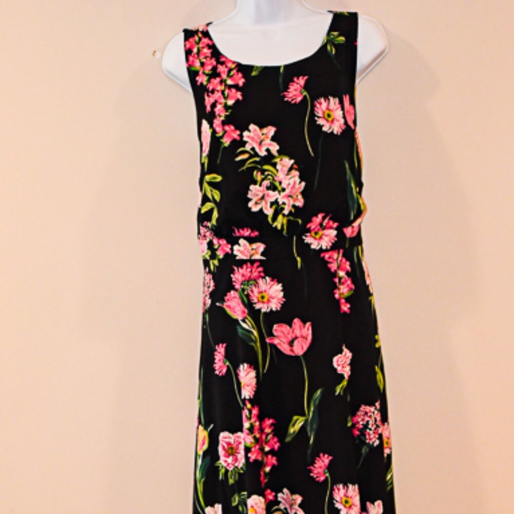 Karl Lagerfeld Paris Long Dress Black with floral print Size 14